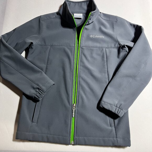 Gray Boys Size M Columbia Fall Jacket with Neon Green Zipper - Picture 2 of 16